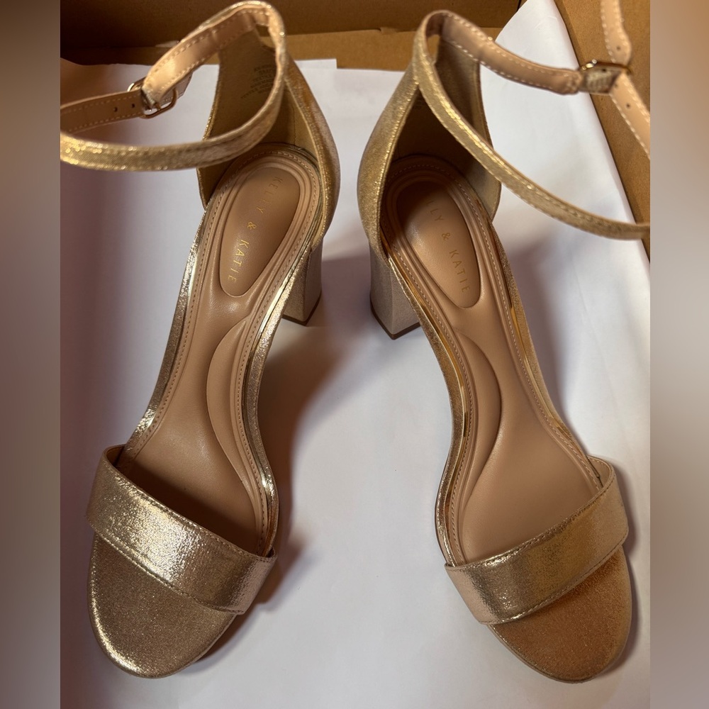 Kelly & Katie Gold Block Heel Sandals